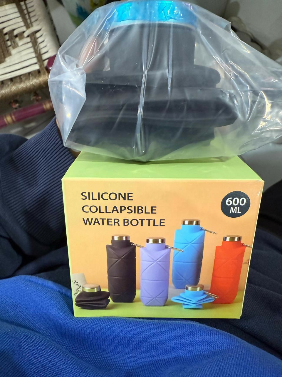 Silicone Collapsible Water Bottle 600ml Leak Proof Travel Sports Bottle