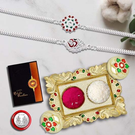 Rakhi Set with Pooja Items & Sweet Treat