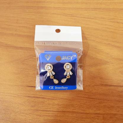 Gold plated CZ stud drop earrings styled with traditional and western wear