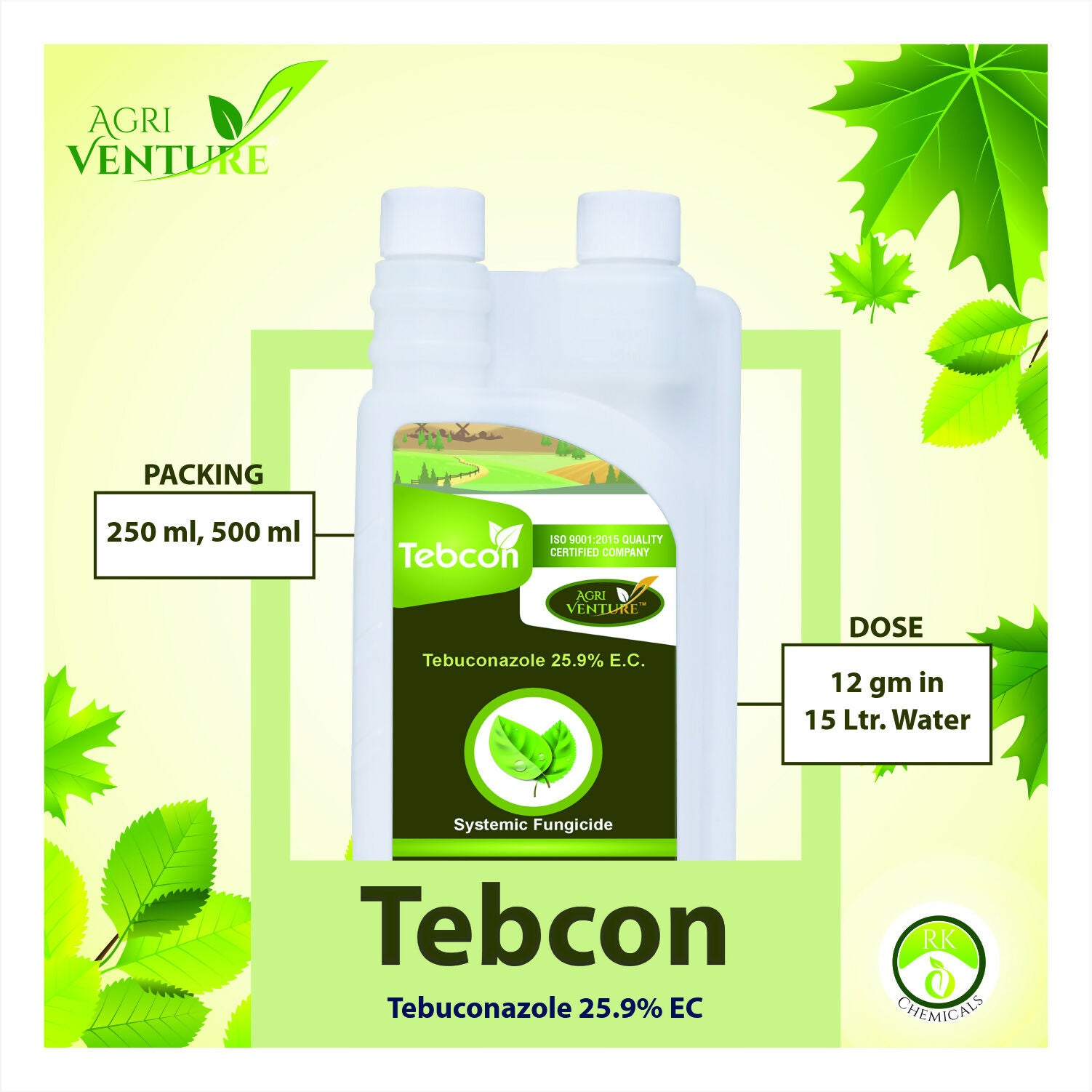AgriVenture TEBCON ( Tebuconazole 25.9 % EC) Broad Spectrum Systemic Fungicide (500Ml)