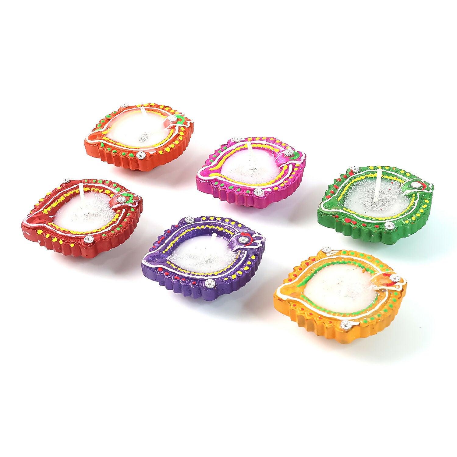 Handcrafted Decorative Wax Diya Set for Diwali & Festivals 6 pcs