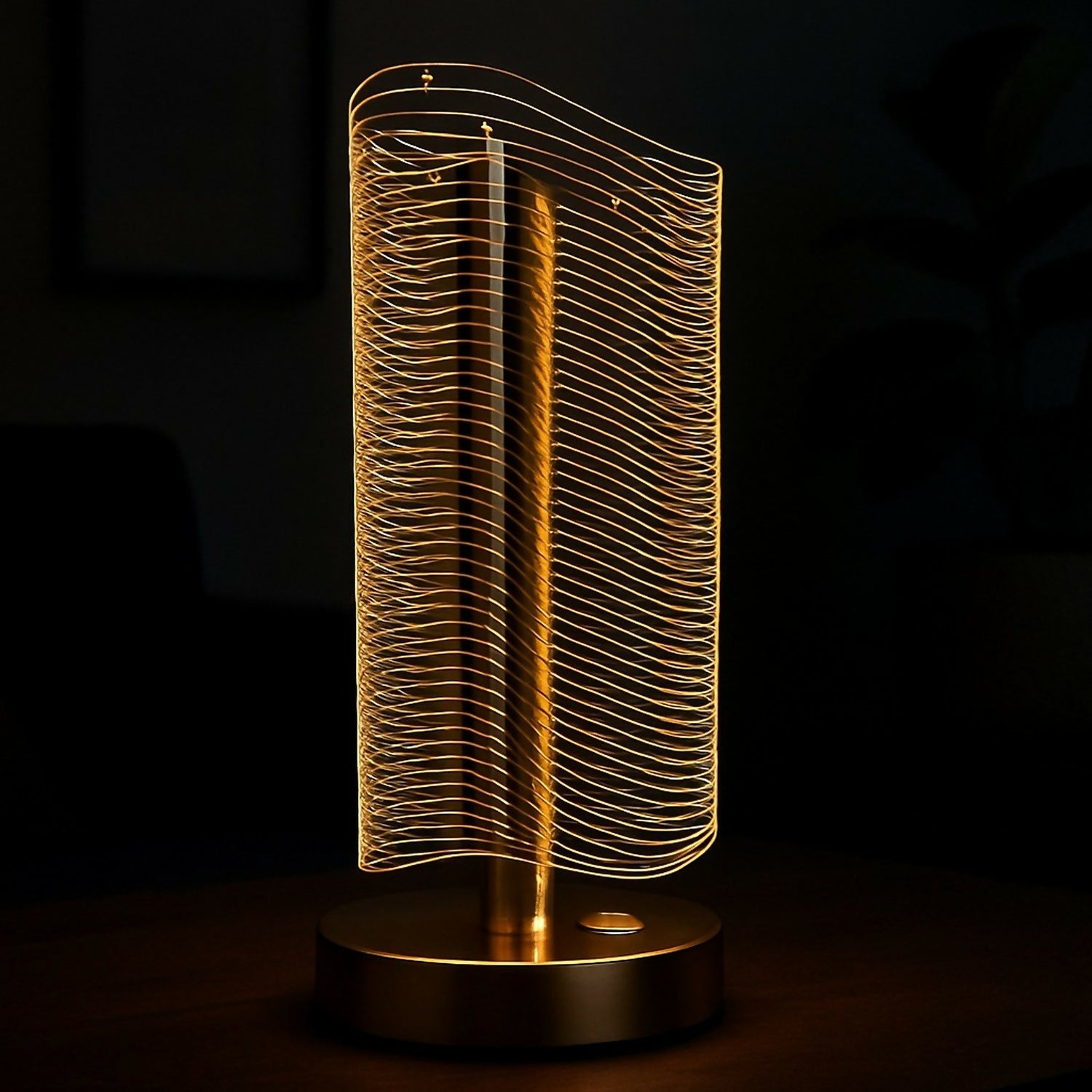 Luxury Wave Acrylic LED Table Lamp Golden for Bedroom & Living Room