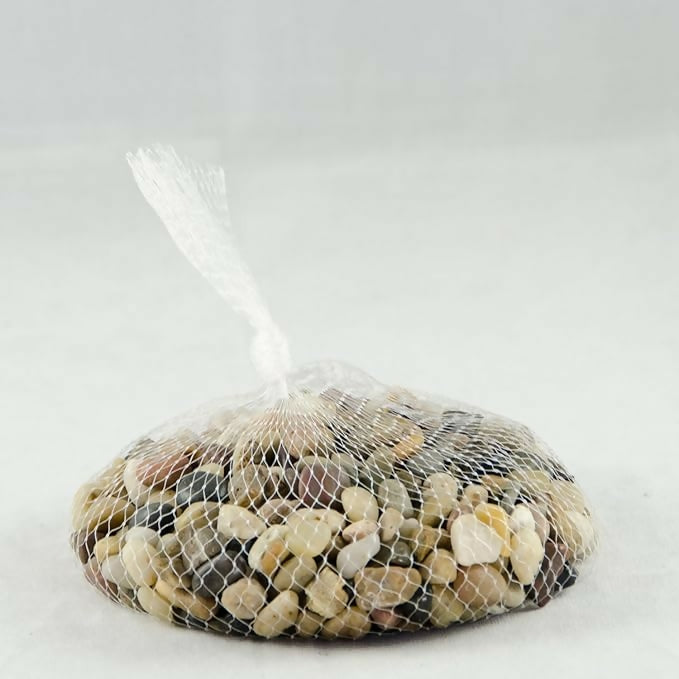 Natural Decorative Pebbles in Mesh Bag – Mixed River Stones for Home & Garden