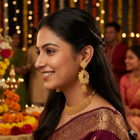 Antique Style Gold Jhumka Earrings