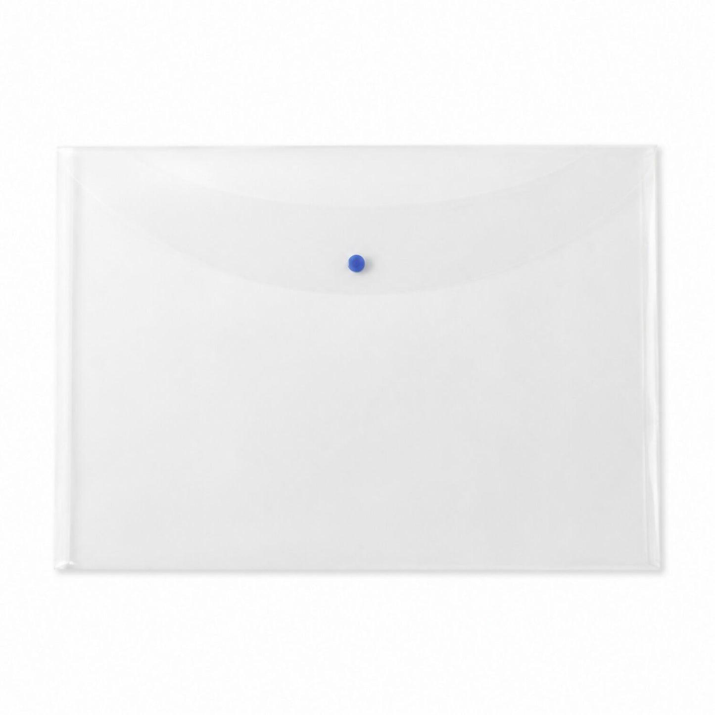 Flexible transparent plastic folder with snap closure