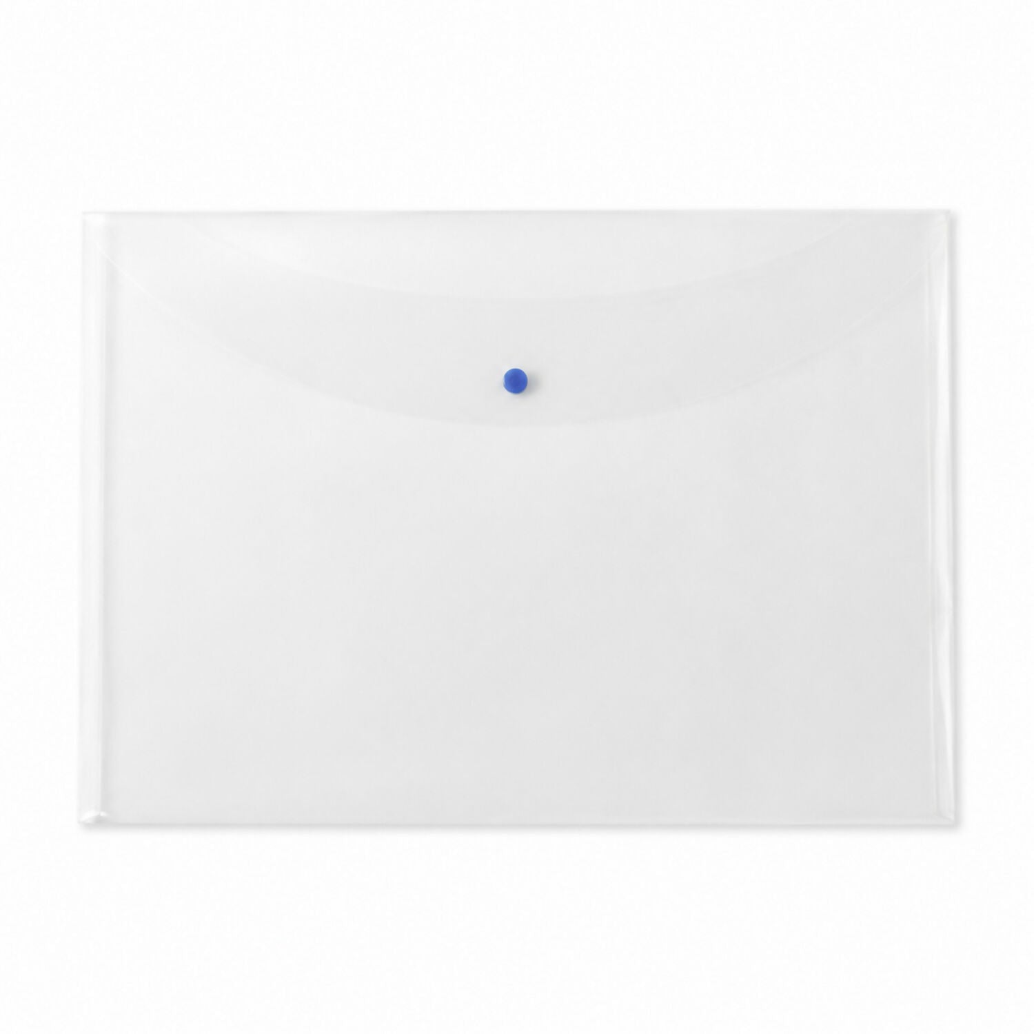 Flexible transparent plastic folder with snap closure