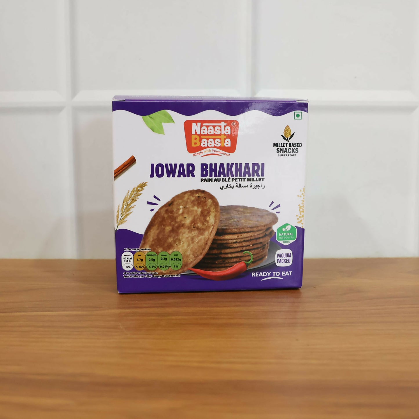 Naasta Baatsa Jowar Bhakhari – Millet Based Ready to Eat Crispy Indian Snack (200 Gm)