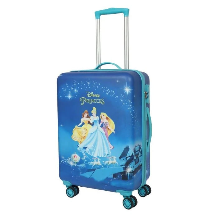Novex Disney Princess Travelling Kids Trolley Bags for Girls Luggage 4 Wheels ( Blue/22 Inch)