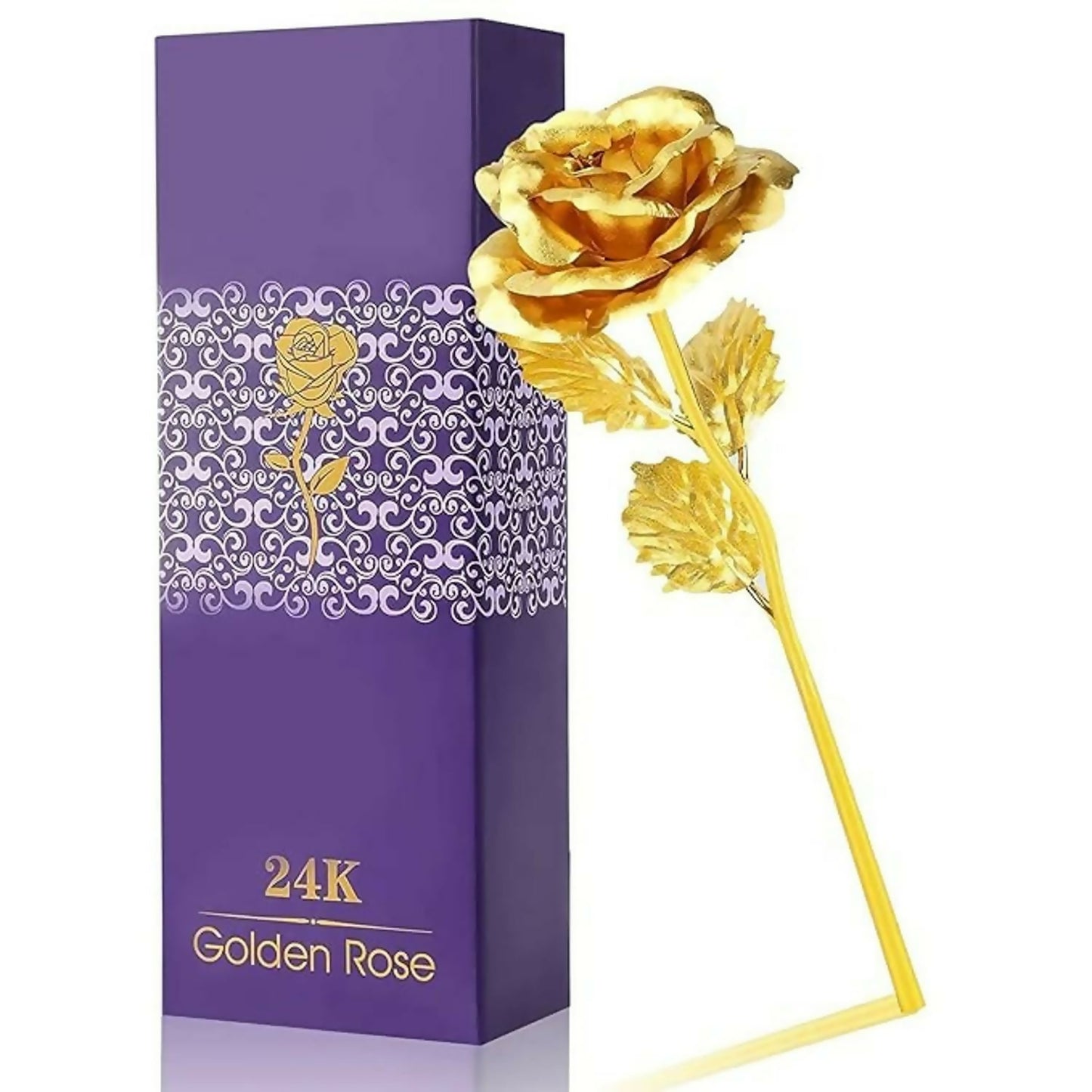 24K Gold Foil Rose with Luxury Gift Box | Artificial Golden Rose for Love, Anniversary, Birthday, Valentine’s Day, Special Occasions | Long-Lasting Romantic Gift for Girlfriend, Wife, Women & Decoration