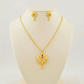 Gold Plated Floral Heart Pendant Necklace Set – Ruby & Zircon Accent