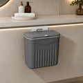 Hanging Dustbin with Lid Wall Mounted Kitchen Cabinet Door Trash Can Waste Bin Grey