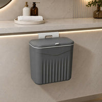 Hanging Dustbin with Lid Wall Mounted Kitchen Cabinet Door Trash Can Waste Bin Grey