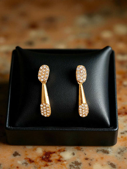 Modern Gold-Toned American Diamond Tassel Necklace Set