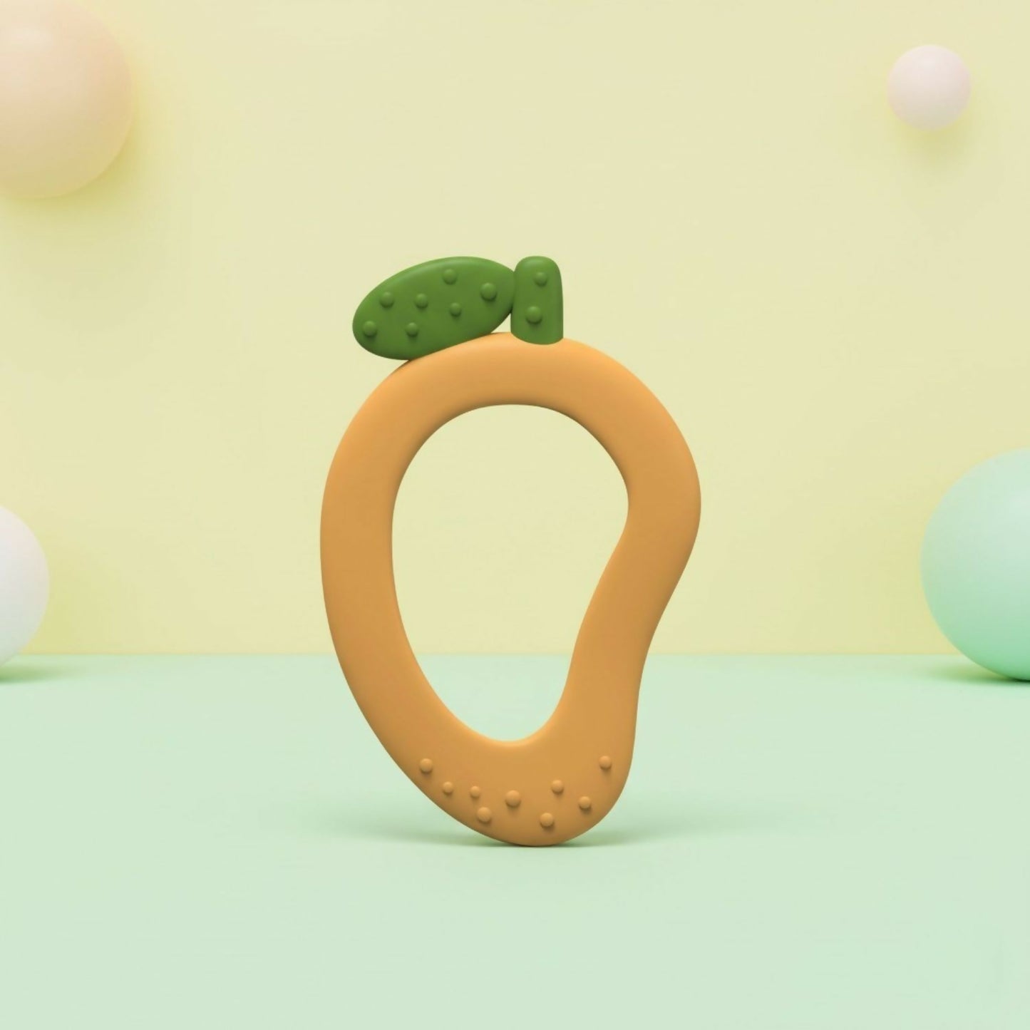 Mango-shaped silicone baby teether