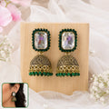 Green Stone Jhumka Earrings – Traditional Festival Jewelry