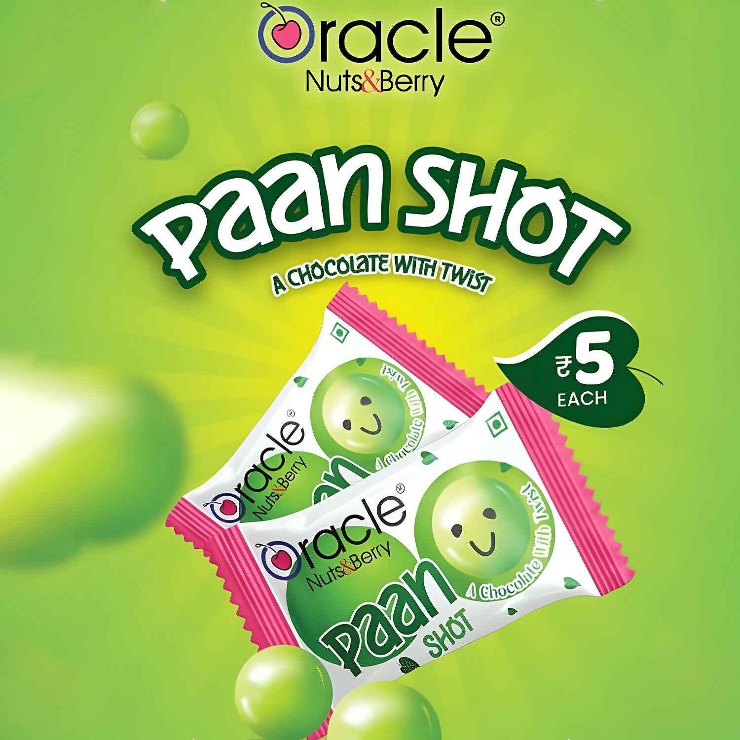 Oracle Paan Shots, Sweet Aromatic Soft Paan-Flavoured Chocolate Candy Pack (60 Pieces/540Gm)