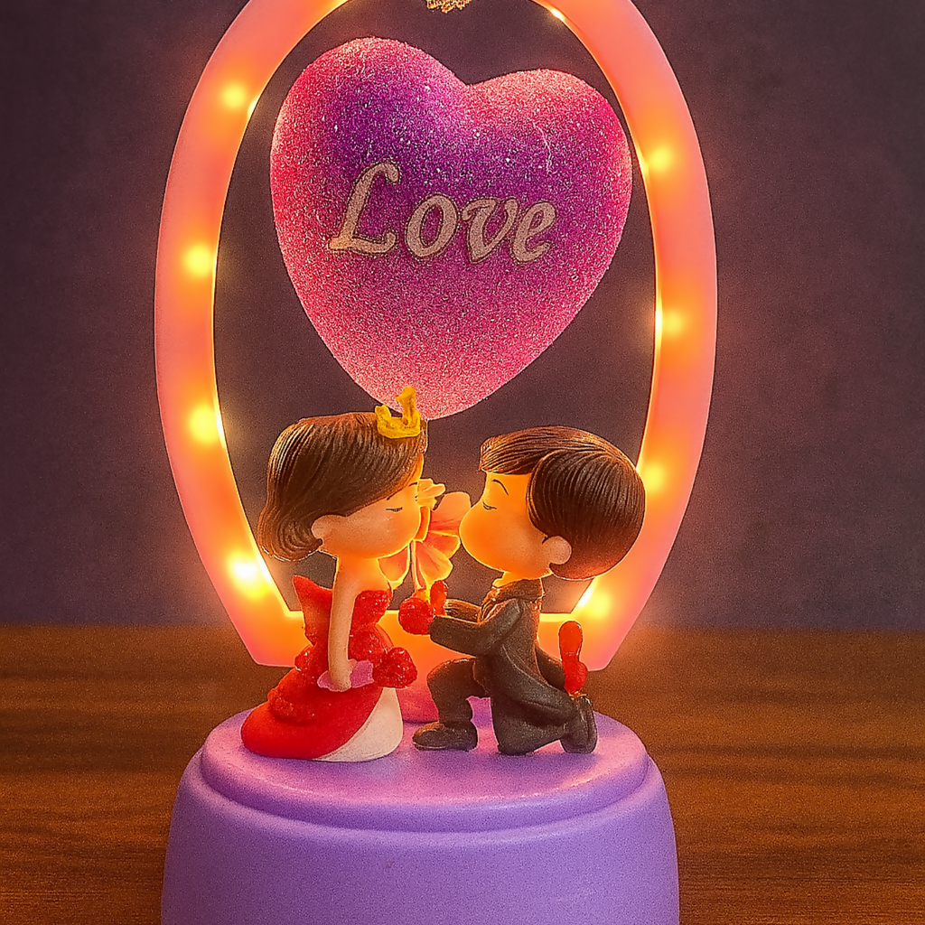 Romantic Couple LED Showpiece with Heart Design Table Decor Gift