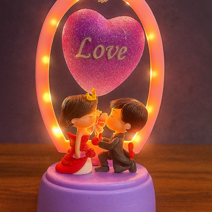 Romantic Couple LED Showpiece with Heart Design Table Decor Gift