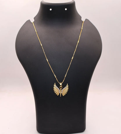 Gold Plated AD Butterfly Wing Pendant Necklace For women and girls