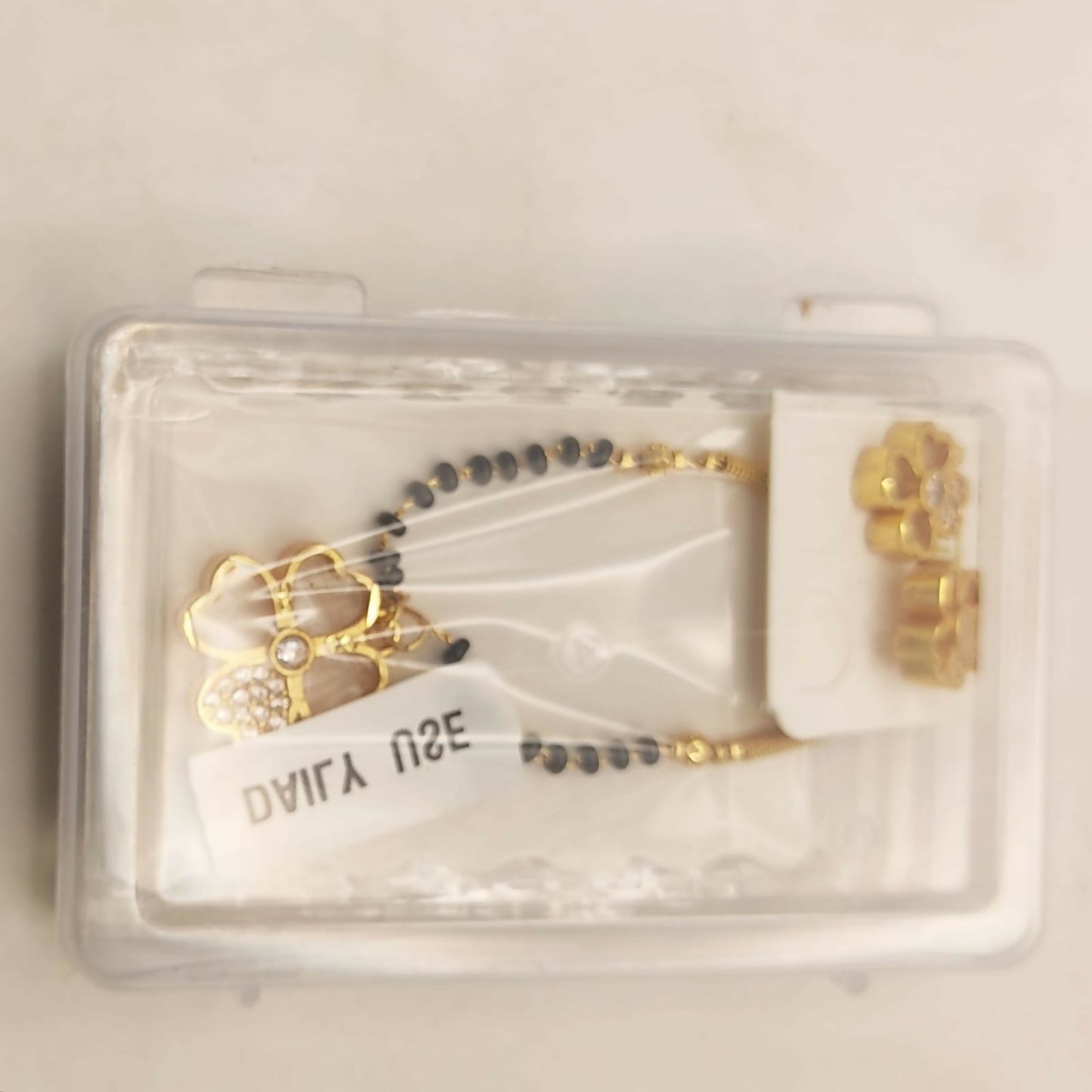 Gold Plated AD Floral Mangalsutra and Earring Set for women