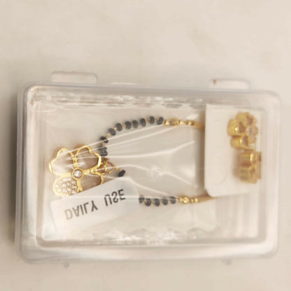 Gold Plated AD Floral Mangalsutra and Earring Set for women
