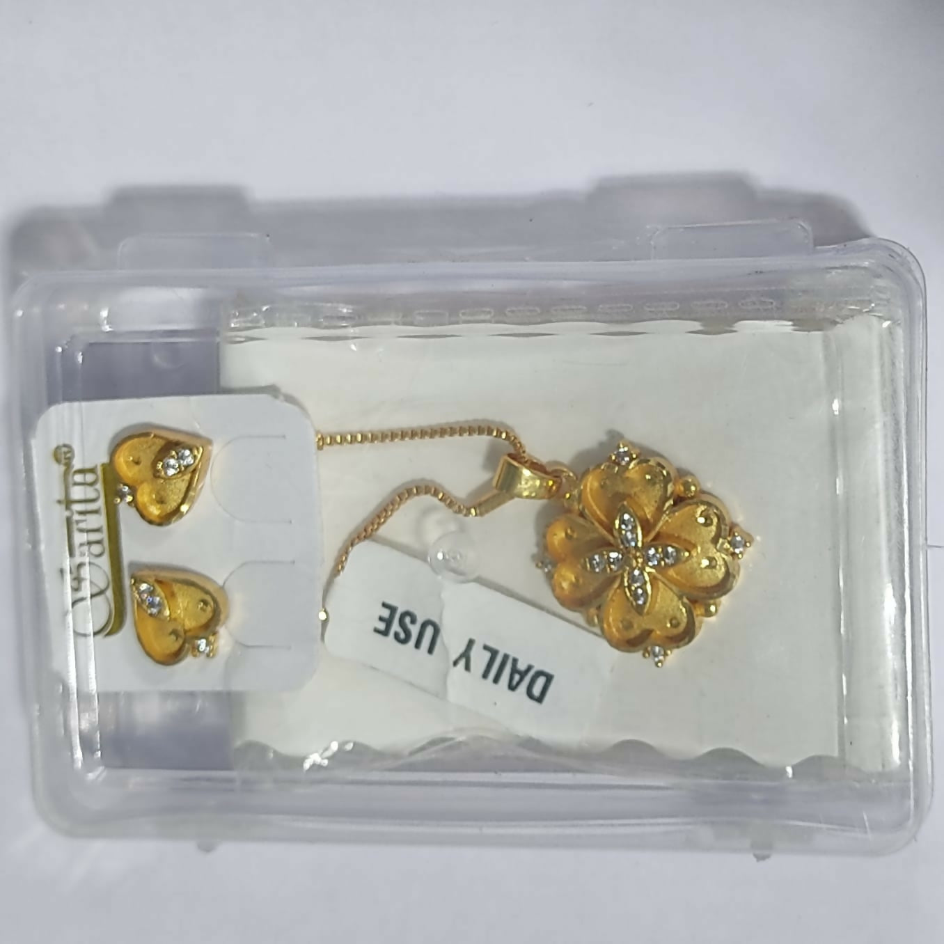 Gold Plated AD Heart & Floral Jewelry Set with Earring For women and girls