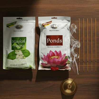Premium Agarbatti Combo Magical Mogra & Ponds Fragrance (2 Packs of 250gm)
