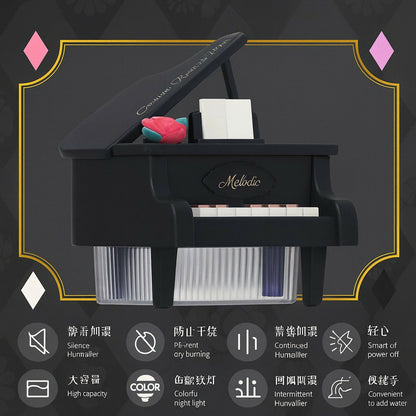 Mini Piano USB Humidifier with Night Light & Cool Mist for Home & Office