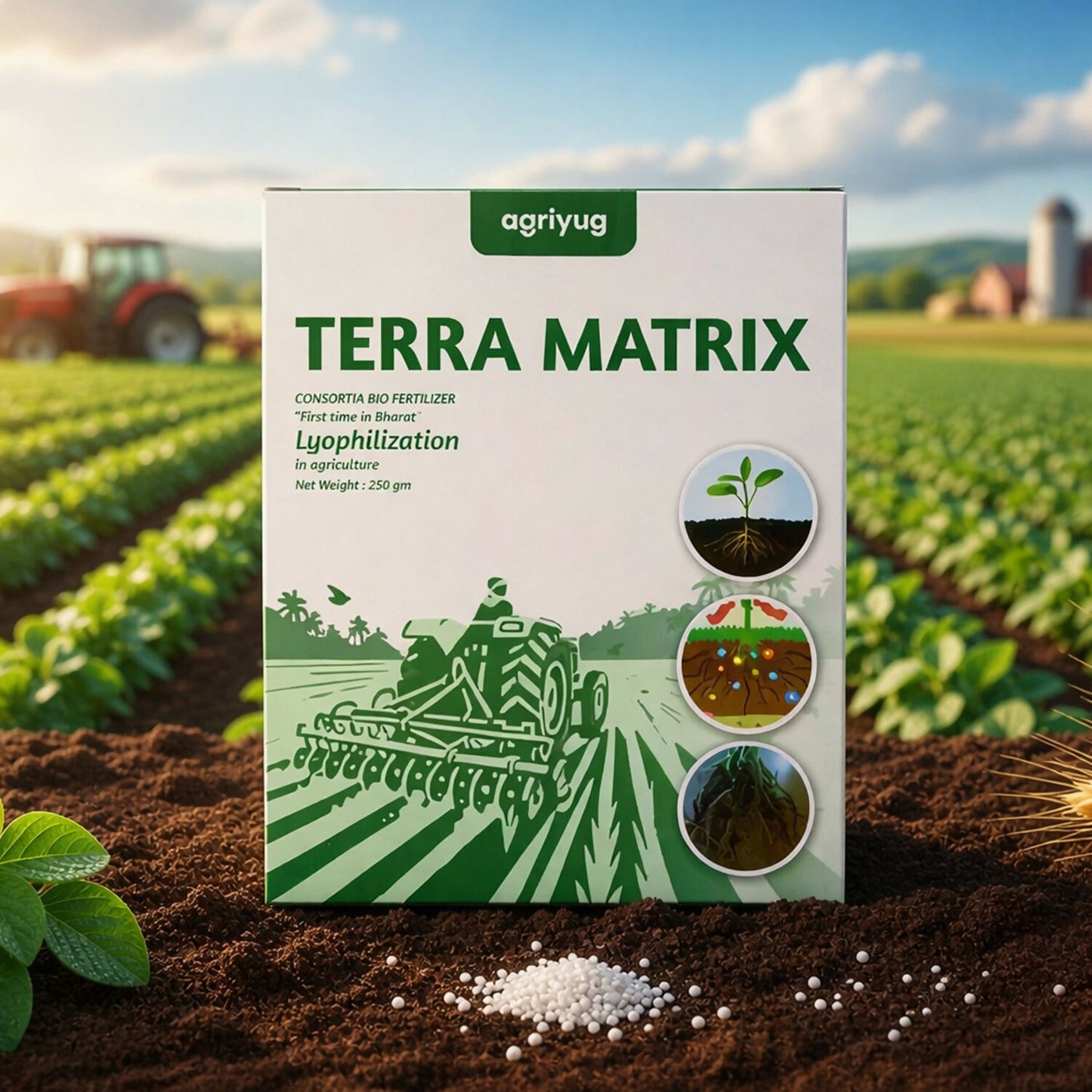 Spreading bio fertilizer manually in soil for healthy plants