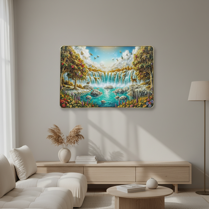 Premium 3D Waterfall Wall Décor with Golden Frame