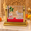 Kamdhenu Cow Idol Set – Silver-Plated Pooja Decor with Tulsi Plant