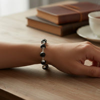 Karungali Bead Bracelet with Silver Finish Links for Daily Wear