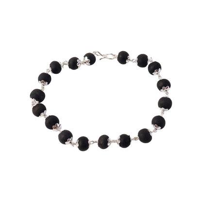 Karungali Bead Bracelet with Silver Finish Links for Daily Wear