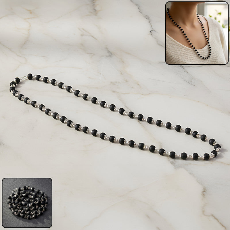 Karungali Bead Mala Necklace with Silver Finish Links