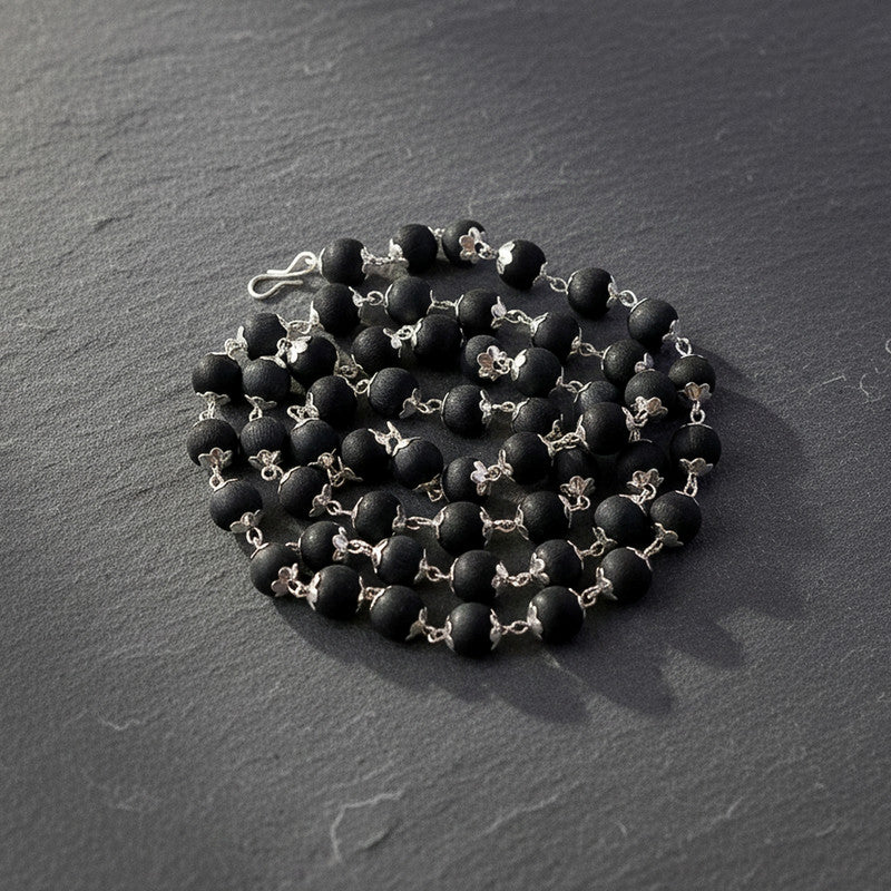 Karungali Bead Mala Necklace with Silver Finish Links