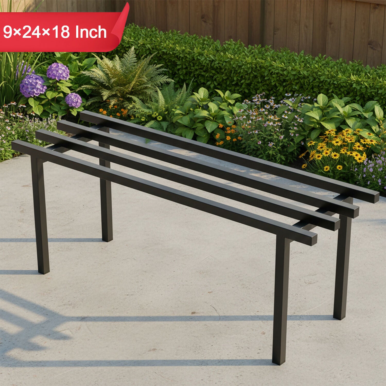 Heavy Duty Metal Rectangular Plant Stand, Flower Pot Rack for Balcony, Garden & Indoor Display