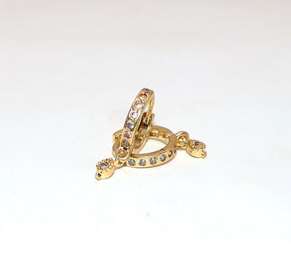 Gold Plated Multicolored AD Bali Huggie Hoop Earrings kan ki Baki for Women Combo Pack of 2