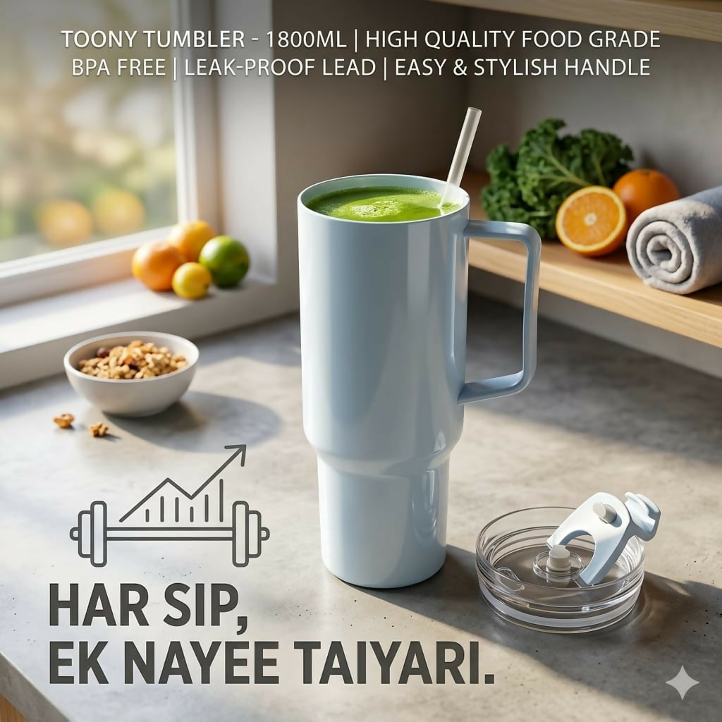 Toony Tumbler 1800ml - Insulated Travel Mug with Handle & Straw | BPA Free, Leak-Proof & Large Capacity Coffee Cup