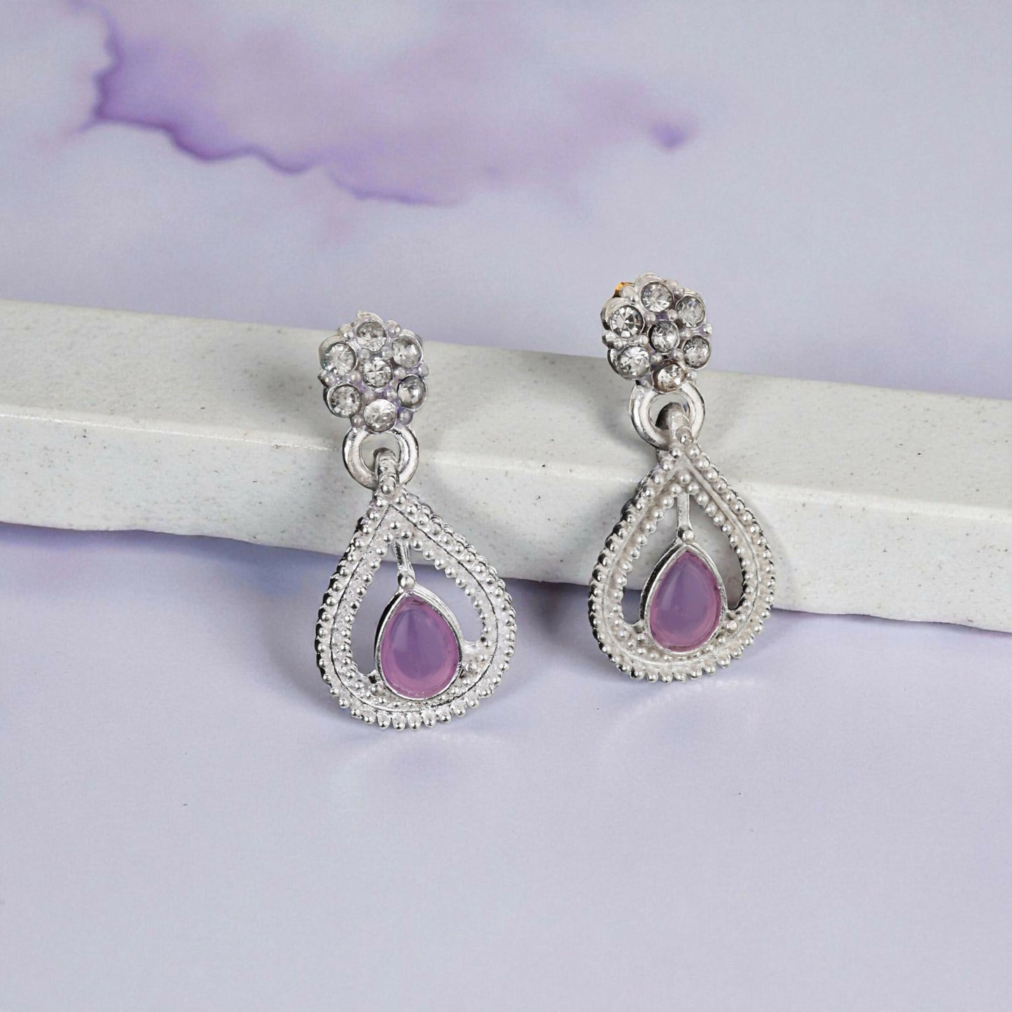 Rustic Oxidized Silver Purple & Emerald Choker Set