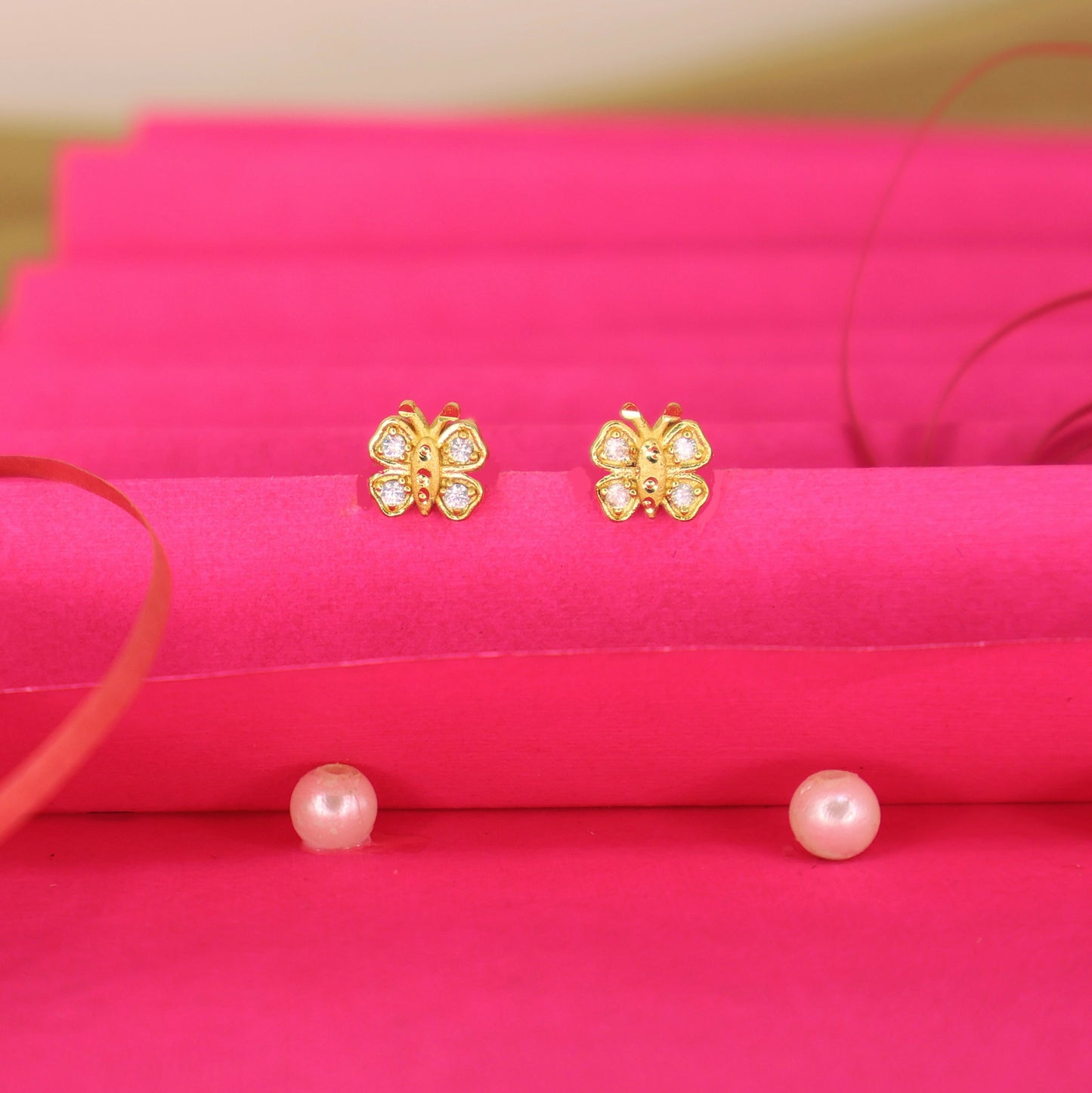 Diamond Studded Gold Butterfly Earring - Daily Use for women and girls