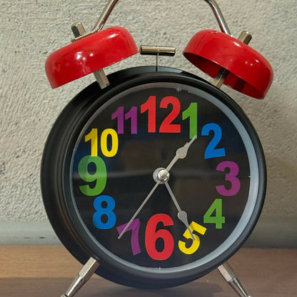 Twin Bell Alarm Clock with Colorful Numbers & Loud Ring for Heavy Sleepers