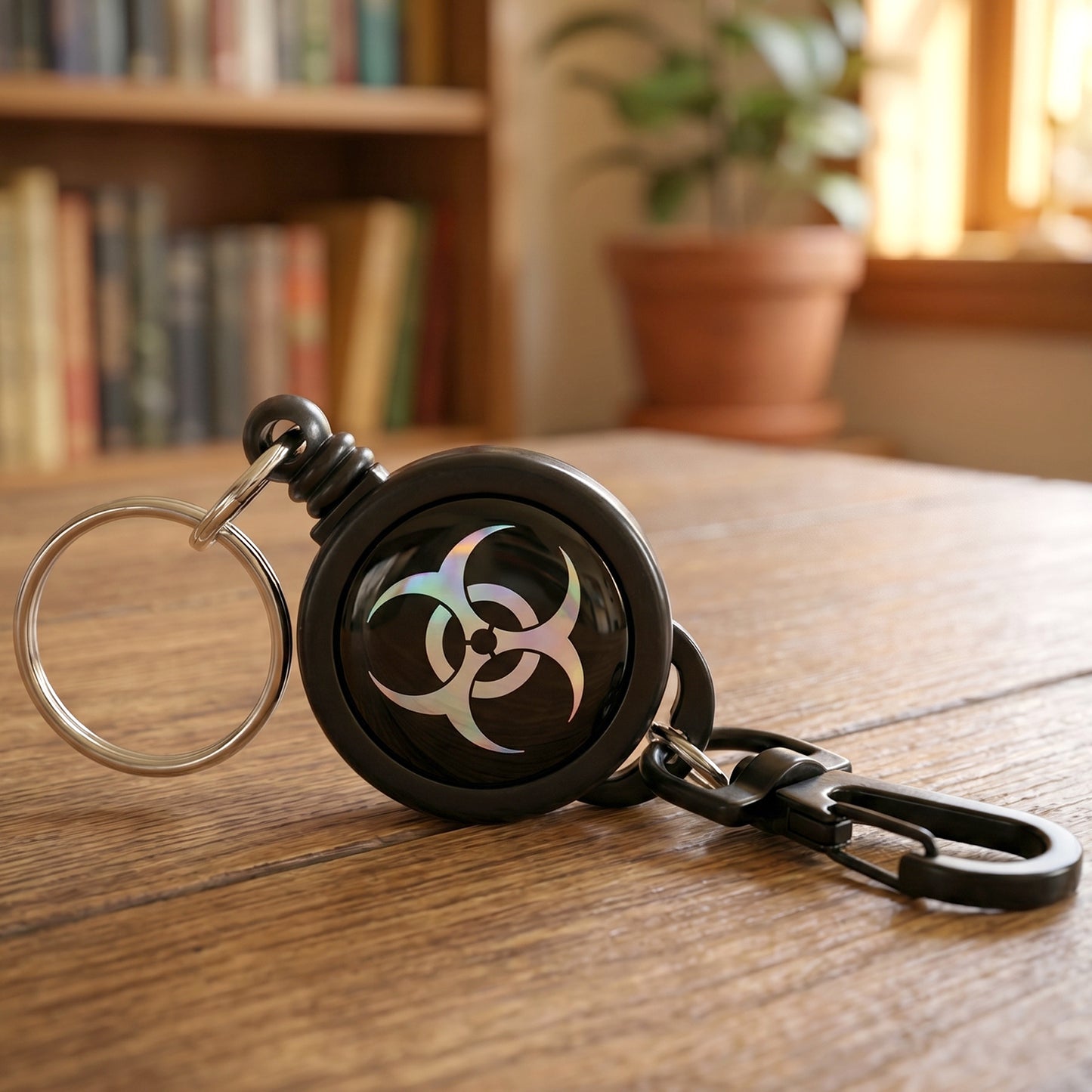 Retractable keychain featuring pull cord reel mechanism