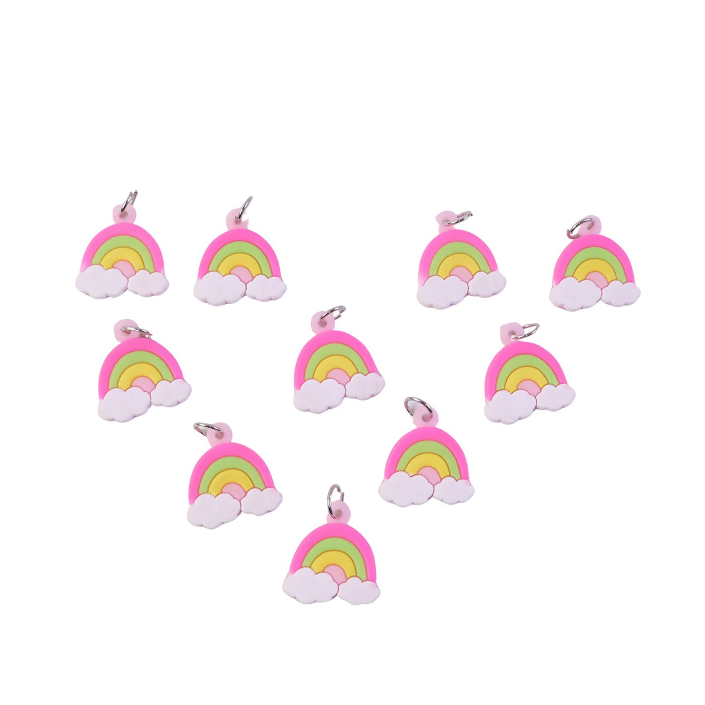 Rainbow cloud keychain on bag