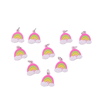 Rainbow cloud keychain on bag