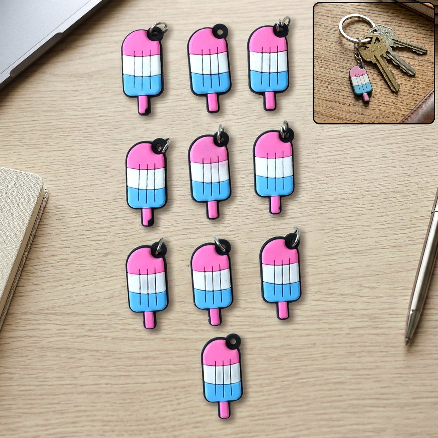 Cute ice cream shape keychain bag charm set