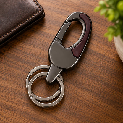 Metal Key Holder – Durable Dual Ring with Rotating Swivel