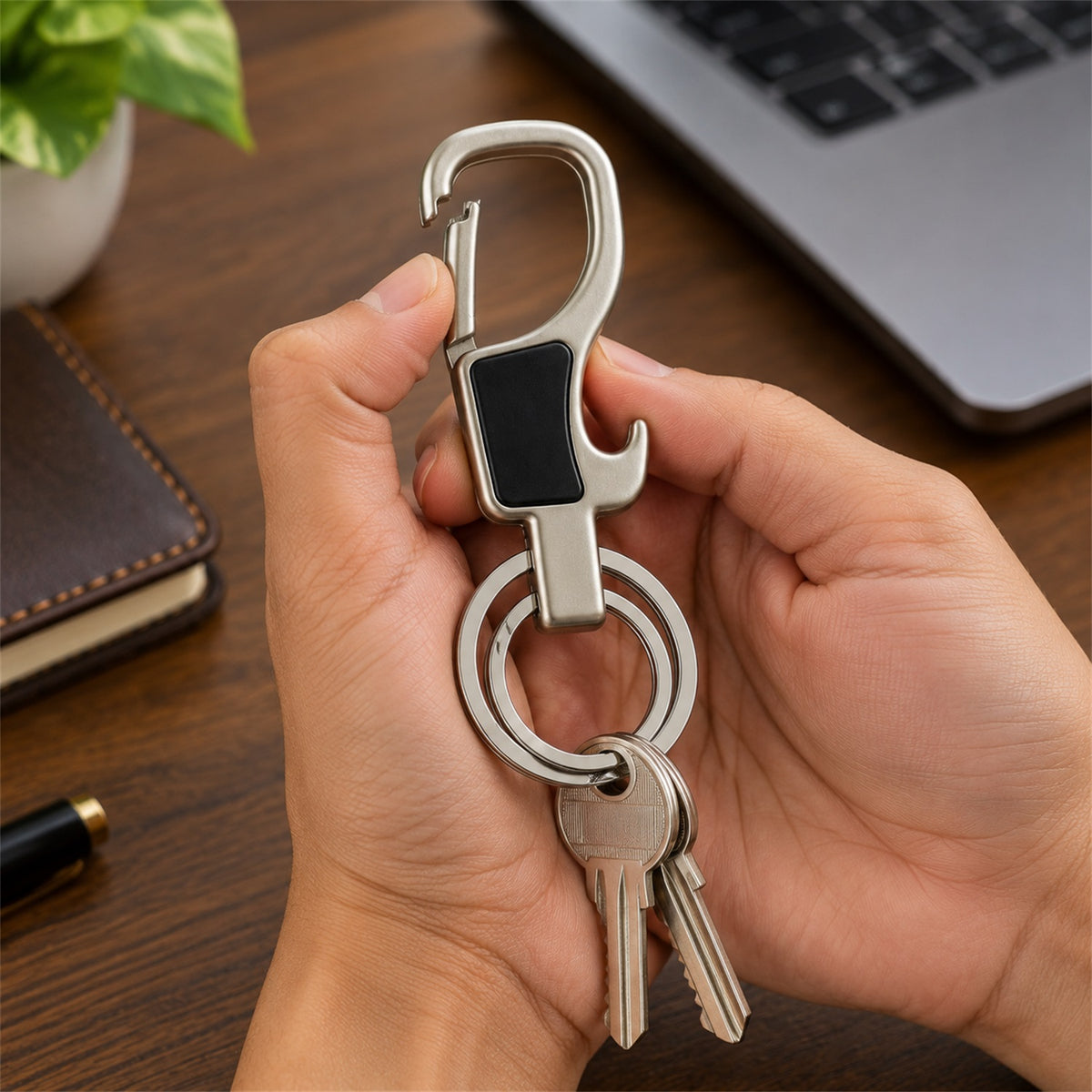 Stainless Steel Carabiner Keychain – Secure Lock & Compact Design