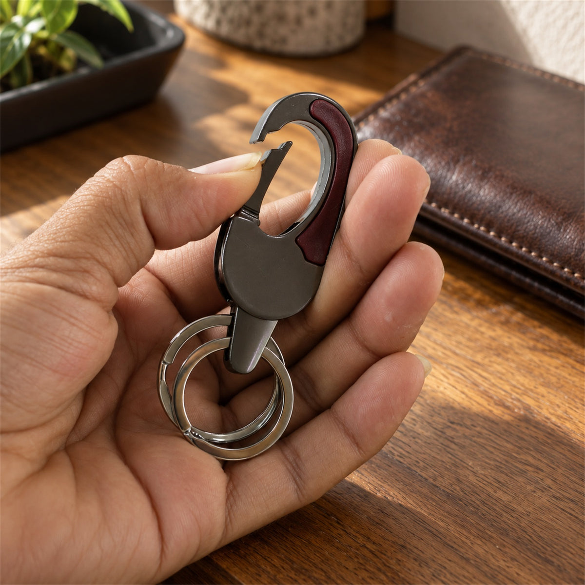 Metal Key Holder – Durable Dual Ring with Rotating Swivel