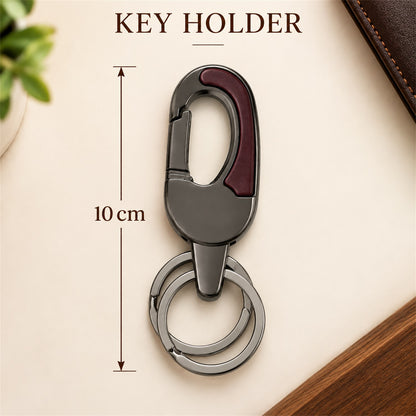 Metal Key Holder – Durable Dual Ring with Rotating Swivel