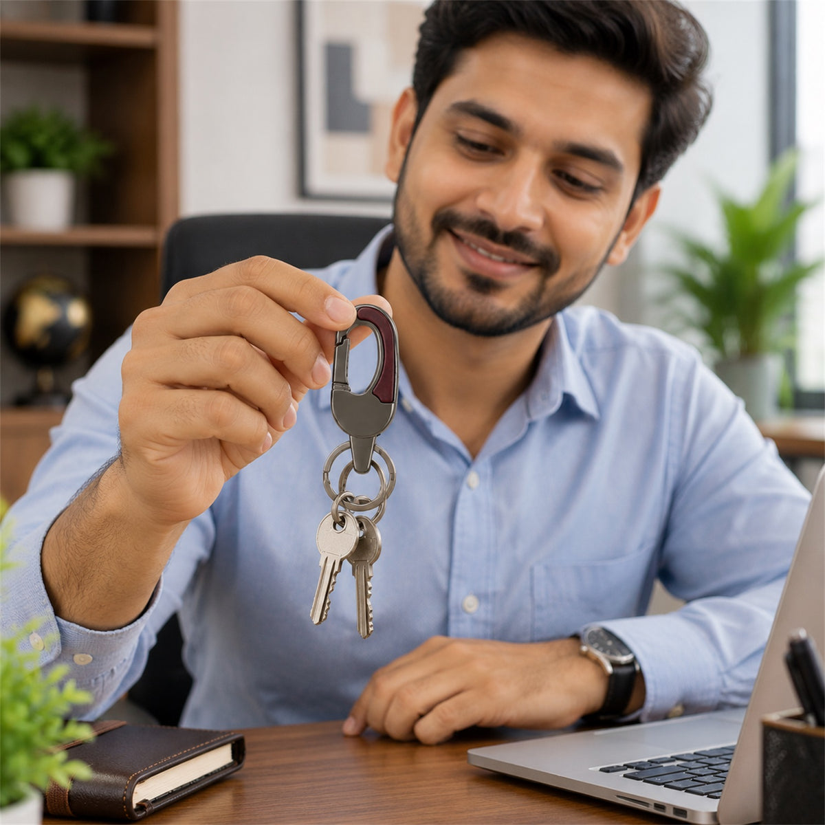 Metal Key Holder – Durable Dual Ring with Rotating Swivel